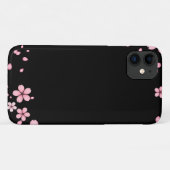 Zwarte en roze bloemen Case-Mate iPhone case (Achterkant (horizontaal))