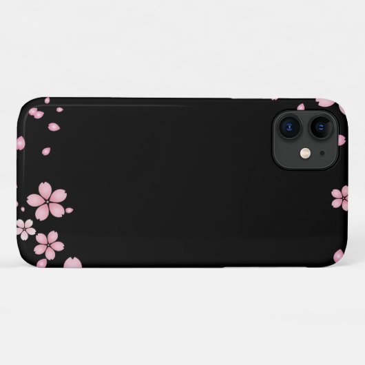 Zwarte en roze bloemen Case-Mate iPhone case (Achterkant (horizontaal))