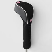 Zwarte en roze bloemen golfheadcover (Schuin)