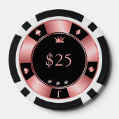 Zwarte en roze bruiloft poker chips (Achterkant)