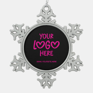 Zwarte en roze business logo site voor vakanties tin sneeuwvlok ornament