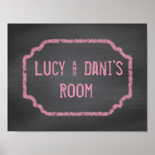 Zwarte en Roze Chalkboard-roommates Wall Art Poster