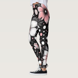 Zwarte en Roze Chic Noir Blooms Leggings