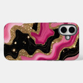 Zwarte en roze gouden agaat Case-Mate iPhone case (Achterkant (horizontaal))