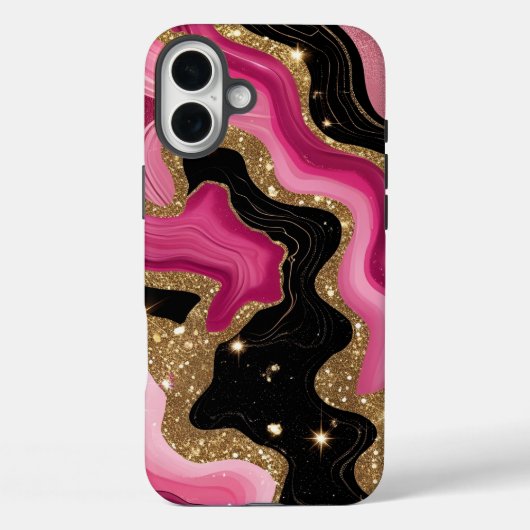 Zwarte en roze gouden agaat Case-Mate iPhone case (Achterkant)