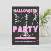 Zwarte en Roze Halloween Uitnodiging (Staand voorkant)