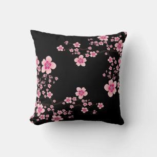 Zwarte en roze Japanse kersenbloesem Kussen
