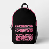 Zwarte en roze luipaard patroon vlinder bedrukte rugzak (Voorkant)