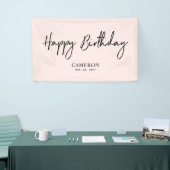 Zwarte en Roze, minimale aangepaste, Happy Birthda Spandoek (Beurs)