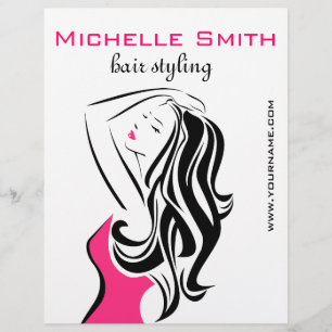 Zwarte en roze mode meisje haarstyling dames flyer