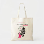 Zwarte en roze mode meisje haarstyling vrouwelijk tote bag (Voorkant)