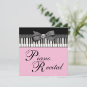 Zwarte en Roze Pianotoetsen Overweging Uitnodiging (Staand voorkant)