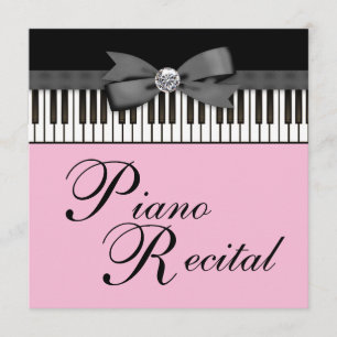 Zwarte en Roze Pianotoetsen Uitnodiging Recital