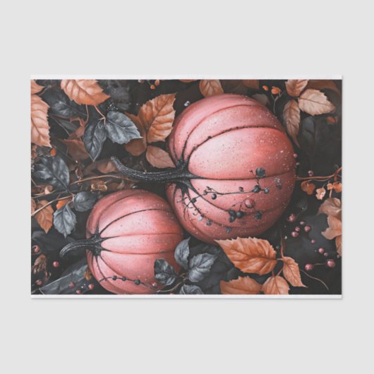 Zwarte en Roze Pompoen Herfst Decoupage Tissuepapier (Voorkant)