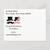  zwarte en roze snor aankondigingskaart (Achterkant)