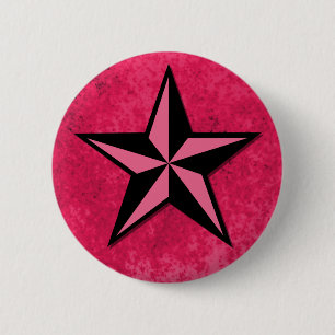 Zwarte en Roze ster Ronde Button 5,7 Cm