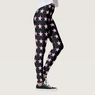 Zwarte en Roze Sterren Print Leggings