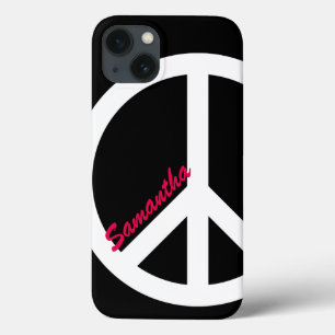 Zwarte en roze vredesgebaar iPhone 13 hoesje