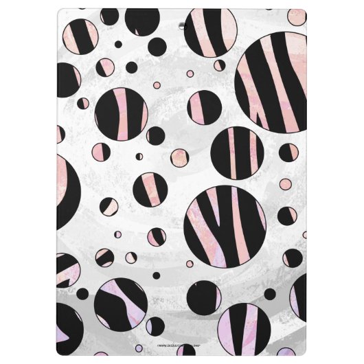 Zwarte en roze Zebra Polka Dots Klembord (Achterkant)