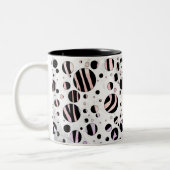 Zwarte en roze Zebra Polka Dots Tweekleurige Koffiemok (Links)