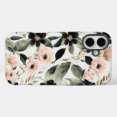 Zwarte en Shell roze bloemen Case-Mate iPhone Case (Achterkant (horizontaal))