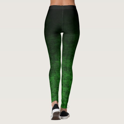 Zwarte en smaragdgroene gradiënttextuur leggings (Achterkant)