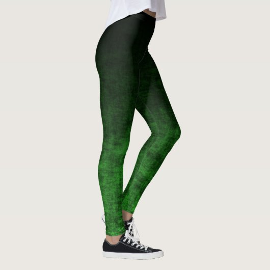 Zwarte en smaragdgroene gradiënttextuur leggings (Rechts)