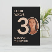Zwarte en Sparkle Gold Glitters 30e verjaardag Kaart (Staand voorkant)