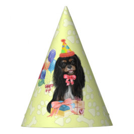 Zwarte en Tan Cavalier Spaniel Birthday  Feesthoedjes