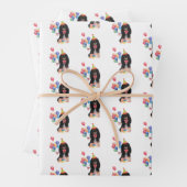 Zwarte en Tan Cavalier Spaniel Birthday   Inpakpapier Vel (In situ)