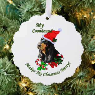Zwarte en Tan Coonhound-kerstcadeautjes Ornament Kaart