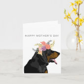 Zwarte en Tan Coonhound Moederdag Kaart (Gele Bloem)