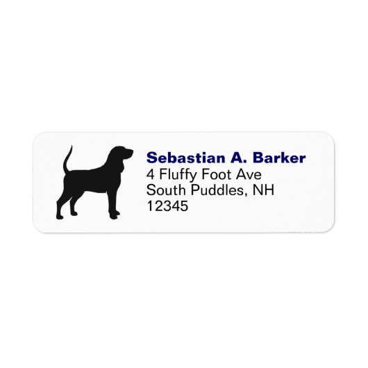 Zwarte en Tan Coonhound Silhouet Etiket (Voorkant)