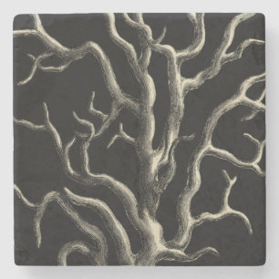 Zwarte en Tan Coral Stenen Onderzetter