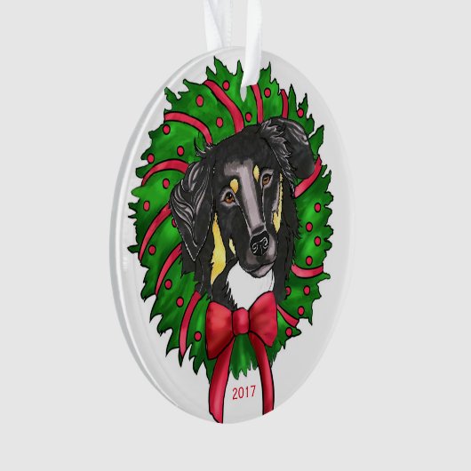 Zwarte en Tan English Shepherd-versiering Ornament (voorkant)