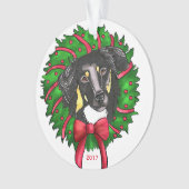 Zwarte en Tan English Shepherd-versiering Ornament (voorkant)