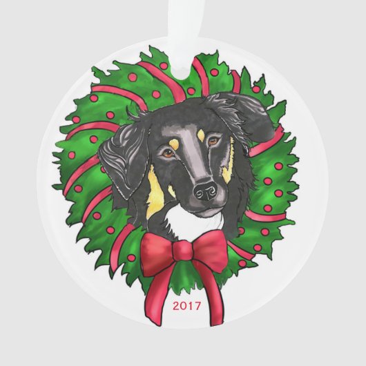 Zwarte en Tan English Shepherd-versiering Ornament (voorkant)