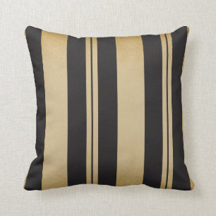 Zwarte en Tan Stripe Kussen