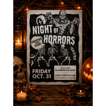 Zwarte en trendy vintage Halloween uitnodiging