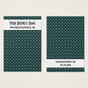 Zwarte en turquoise sterpatroon oorbellen displayk visitekaartjes