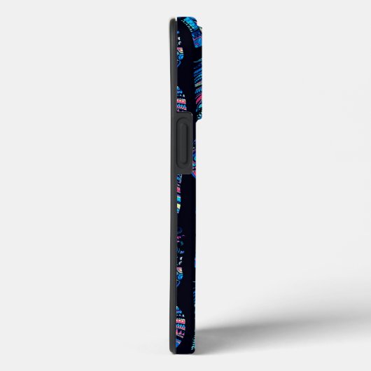 Zwarte en Turquoise-ventilatorpatroon Case-Mate iPhone Case (Achterkant / Rechts)