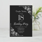 Zwarte en Witte 18e verjaardag Kaart (Staand voorkant)