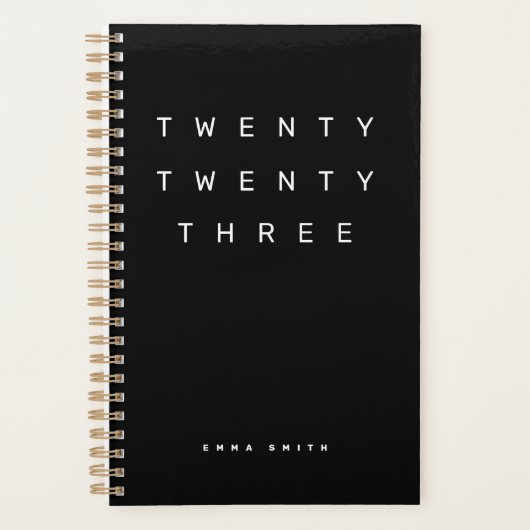 Zwarte en Witte 2023 Weekly Maandelijkse Productiv Planner (Voorkant)