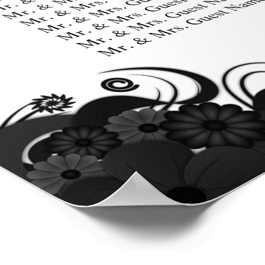 Zwarte en witte 8-weduwentabellen Zitplaatsen Poster (Hoek)