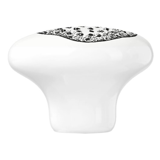 Zwarte en Witte aardbeiendrager Makreon Keramische Knop (Zijkant)