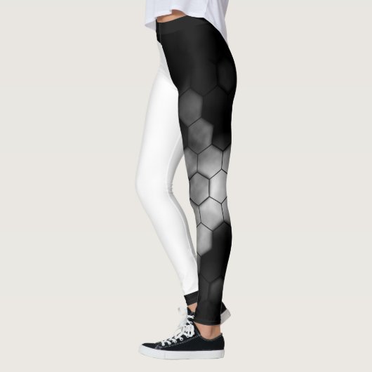 Zwarte en witte Abstracte Honeycomb Skulls Leggings (Links)