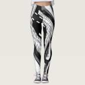 Zwarte en witte Abstracte Leggings met hoge golfle (Voorkant)