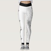 Zwarte en witte Abstracte poka Dot Skulls Leggings (Voorkant)