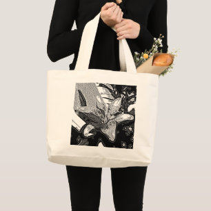 zwarte en witte abstracte vormen moderne grote tote bag