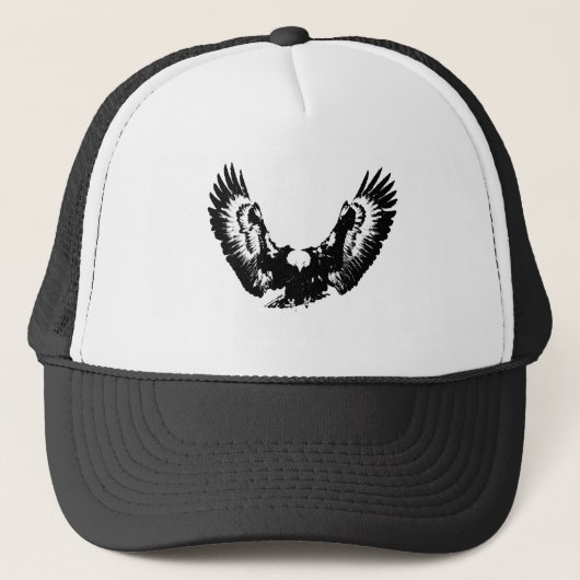 Zwarte en witte adelaar trucker pet (Voorkant)